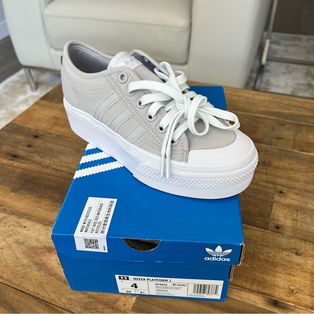 Adidas Originals Nizza Platform Shoes - Grey & White